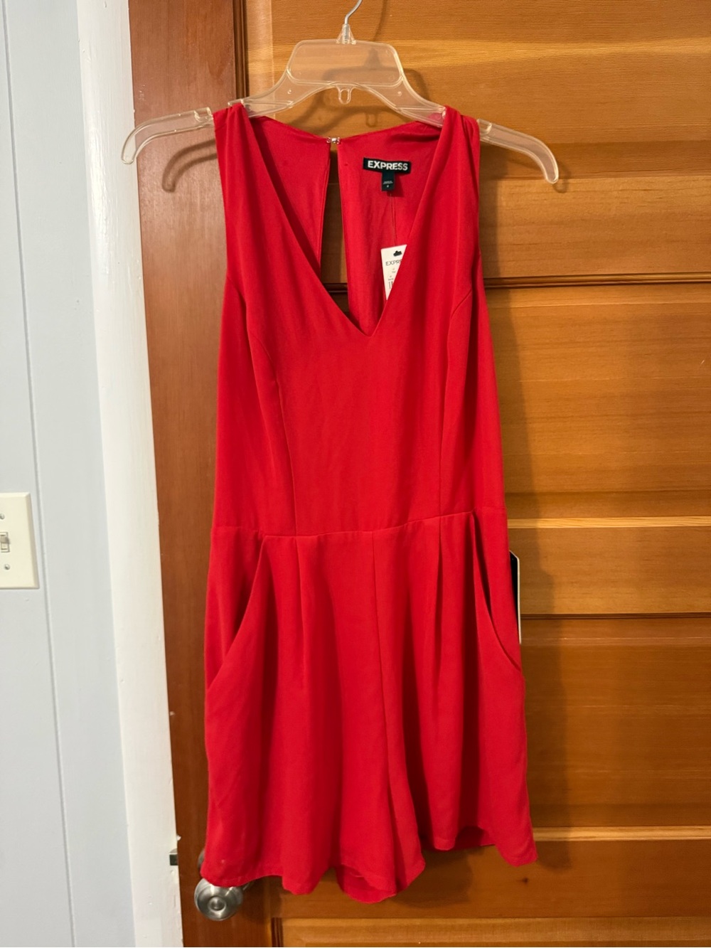 Express Red V-Neck Mini Romper